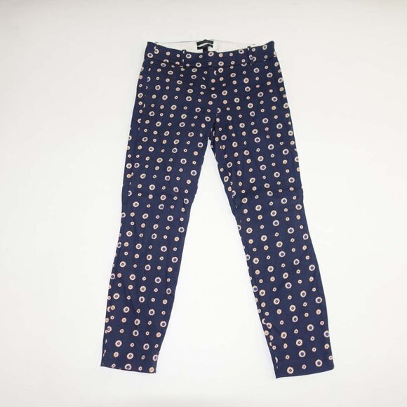J. Crew Women's Minnie Side Zip Cropped Pants Size 0 Navy Blue 24" Inseam Cotton - Picture 1 of 5